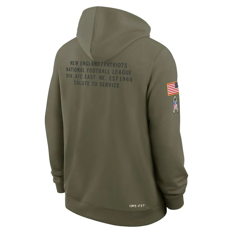 Back View of New England Patriots Salute to Service Hoodie - 2025