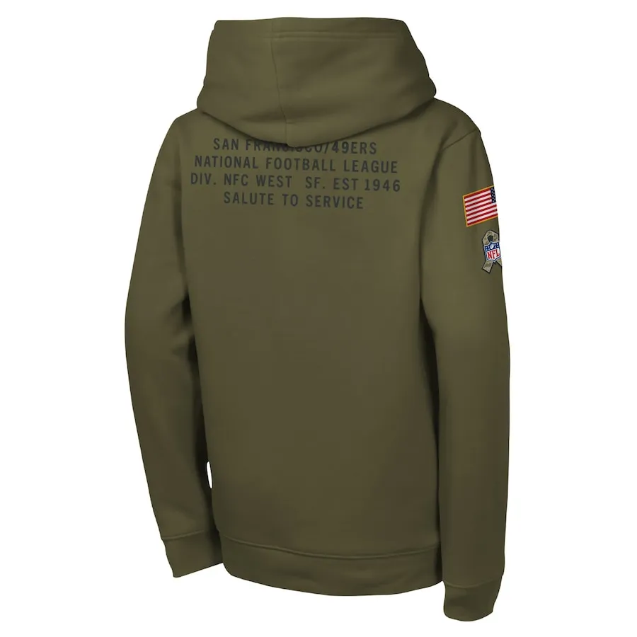 Rear View of 2025 SF 49ers Salute to Service Hoodie by Nike