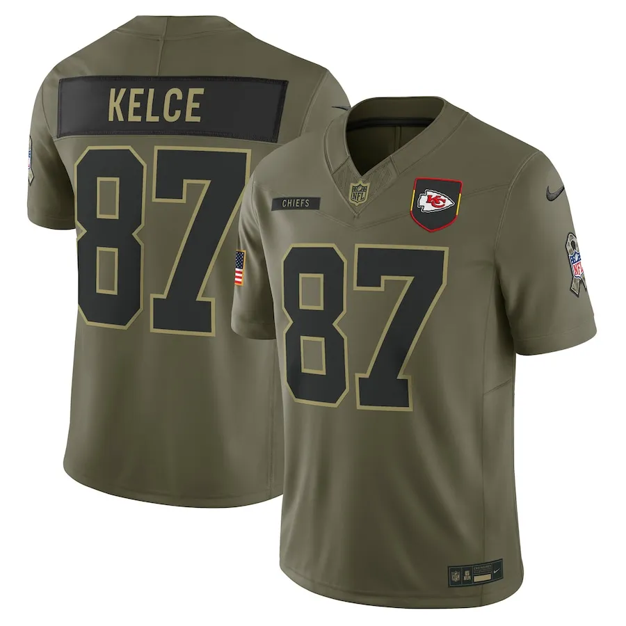 Chiefs Travis Kelce Salute to Service Jersey by Nike - Front and Rear View